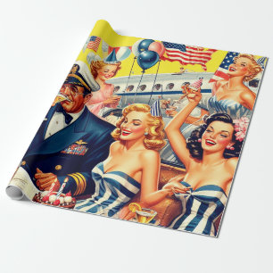 Vintage-Party-Illustration aus den 1950er Jahren Geschenkpapier