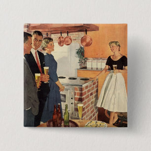 Vintage-Party in der Küche, Bier und Appetizer Button