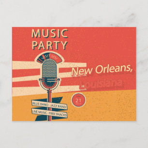 Vintage-Party mit New Orleans, Louisiana-Musik Postkarte