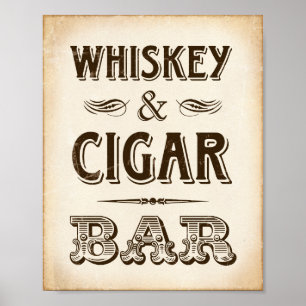 Vintage Party-WHISKEY & CIGAR-BAR-Signatur Poster
