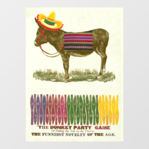 Vintage-Partyspiel: Pin the Tail on the Donkey Fensteraufkleber