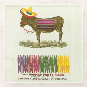 Vintage-Partyspiel: Pin the Tail on the Donkey Glasuntersetzer