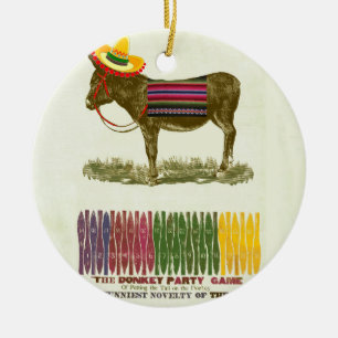 Vintage-Partyspiel: Pin the Tail on the Donkey Keramik Ornament