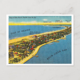 Vintage Pass-a-Grille, Florida Luftansicht Postkarte
