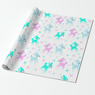 Vintage Pastel Deer Niedliches Weihnachtsmuster Geschenkpapier