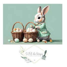 Vintage Pastel Easter Bunny With Egg Basket Seidenpapier