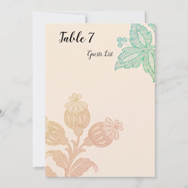 Vintage Pastel floral Peach Green Hochzeit (Vorderseite)