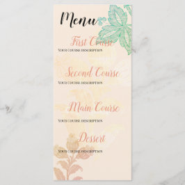 Vintage Pastel floral Peach Green Hochzeit Menükarte