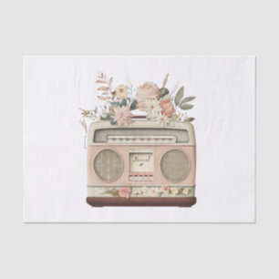 Vintage Pastel Floral Radio Art Decoupage Seidenpapier