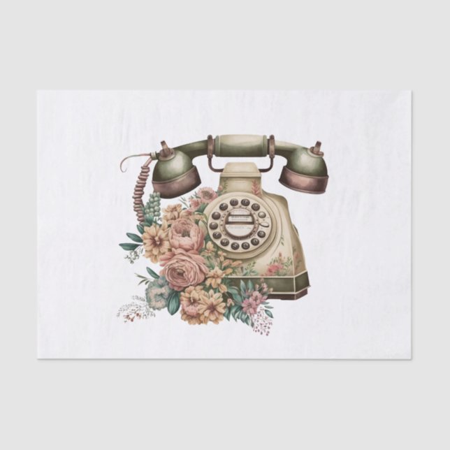 Vintage Pastel Floral Telefon Art Decoupage Seidenpapier (Vorderseite)