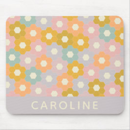 Vintage Pastel Hexagon Blume Muster Personalisiert Mousepad