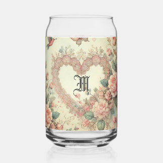 Vintage Pastel Watercolor Boho Floral Hearts Dosenglas