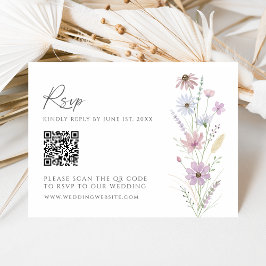 Vintage Pastel Wildflower QR-Code Hochzeit RSVP Karte
