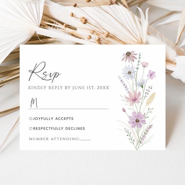 Vintage Pastel Wildflower Wedding RSVP Card (Von Creator hochgeladen)