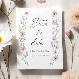 Vintage Pastel Wildflower Wedding Save the Date Einladung
