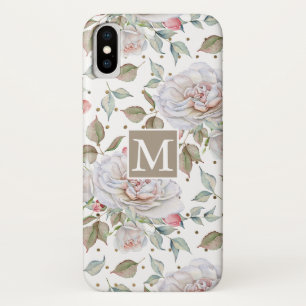 Vintage Pastelfarben, Blumenstempel und Monogramm Case-Mate iPhone Hülle