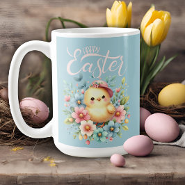 Vintage Pastelfrühlingsküken zu Ostern des Blumeng Kaffeetasse