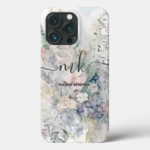 Vintage Pastell-Abstrakte Blume Monogramm Name