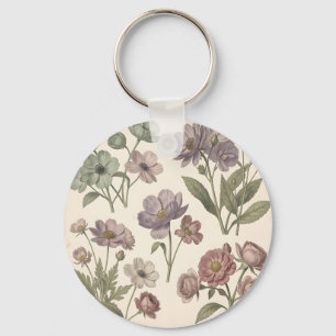 Vintage Pastell-Anemonen Rosen Sanfte Botanik Schlüsselanhänger