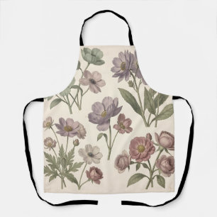 Vintage Pastell-Anemonen Rosen Sanfte Botanik Schürze