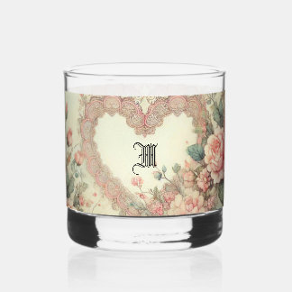 Vintage Pastell-Aquarell-Boho-Florale Herzen Whiskyglas