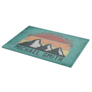 Vintage Pastell Berge rufen Monogramm Schneidebrett