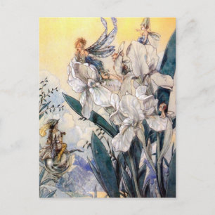 Vintage Pastell Blau Faires Postkarte