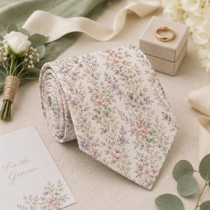 Vintage Pastell Blumen Romantische Gartenhochzeit Krawatte