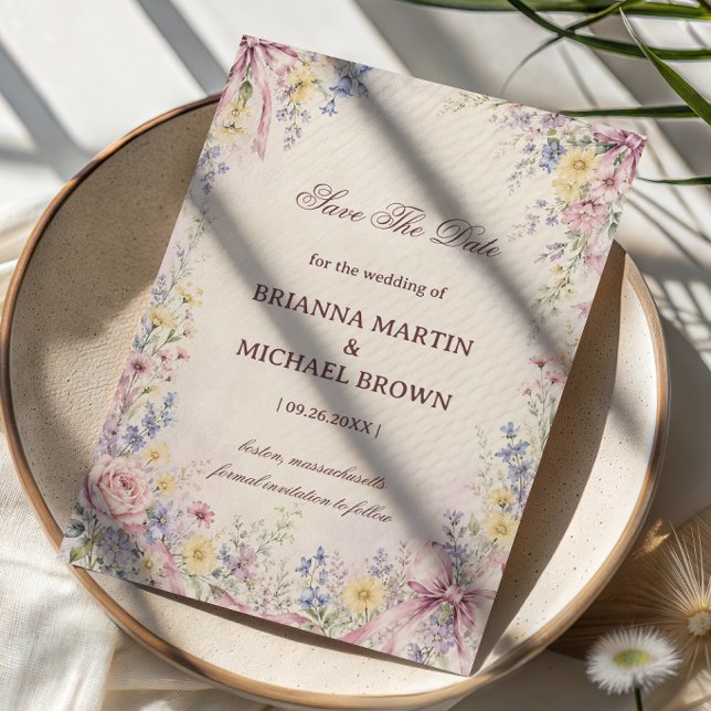 Vintage Pastell-Blumenmuster Save The Date (Von Creator hochgeladen)