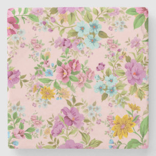 Vintage Pastell Blumenmuster Steinuntersetzer