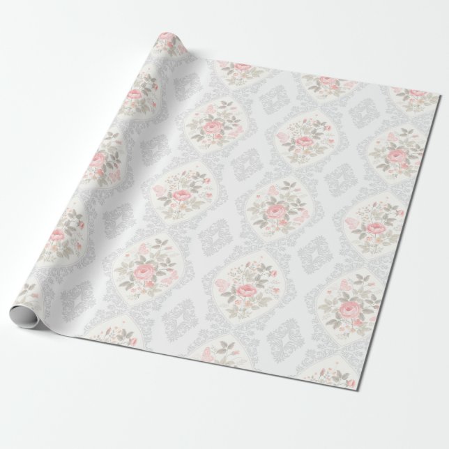 Vintage Pastell Floral Geschenkpapier (Ungerollt)