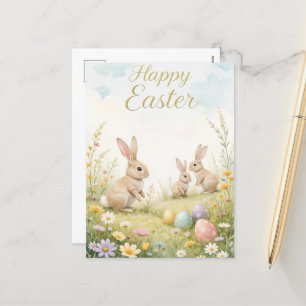 Vintage-Pastell-Hasen-Ostern-Frühling Feiertagspostkarte