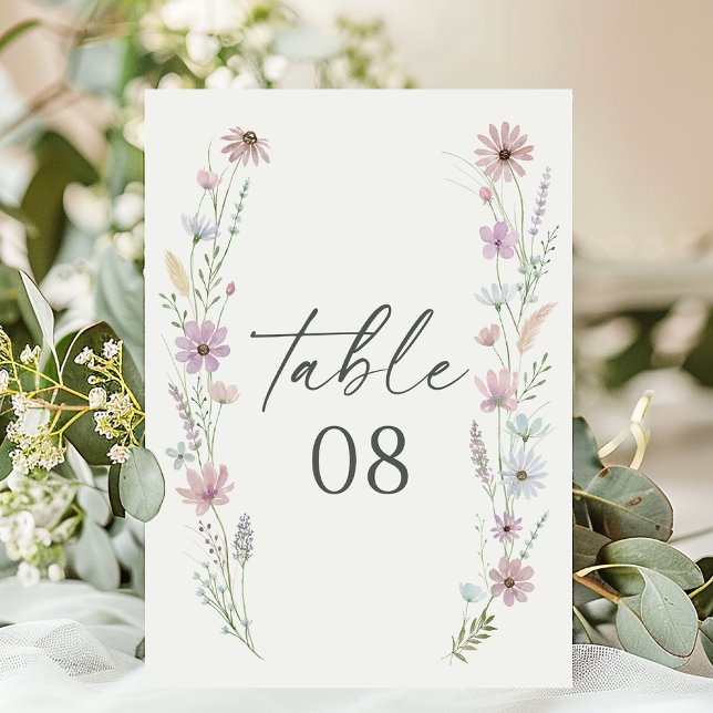 Vintage Pastell-Hochzeit mit Wildblumen Tischnummer (Von Creator hochgeladen)