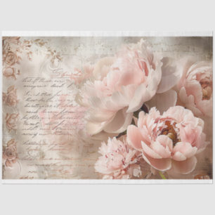 Vintage Pastell Pink Peongs Dekoupage Seidenpapier