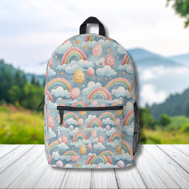 Vintage-Pastell-Regenbogen-Osterhaseneier mit Wolk Bedruckter Rucksack