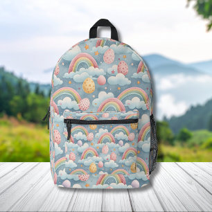 Vintage-Pastell-Regenbogen-Osterhaseneier mit Wolk Bedruckter Rucksack