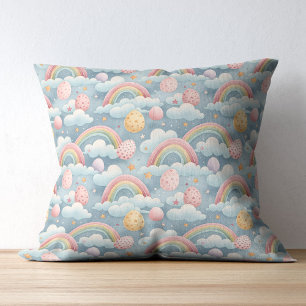 Vintage-Pastell-Regenbogen-Osterhaseneier mit Wolk Kissen