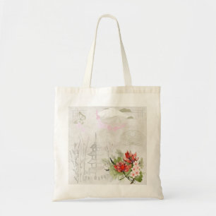 Vintage Pastell Traditionelle Japanische Illustrat Tragetasche