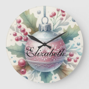 Vintage-Pastell-Wasserfarbe-Weihnachtsdekorationen Große Wanduhr