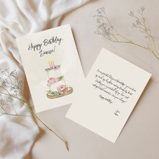 Vintage Pastell Watercolor Peonies Geburtstag Karte