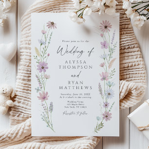 Vintage Pastell-Wildblumen-Hochzeit Einladung