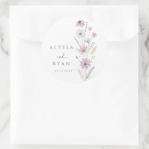 Vintage Pastell-Wildblumen-Hochzeit Runder Aufkleber