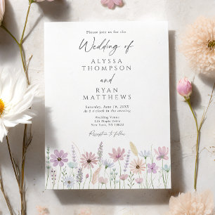 Vintage Pastell-Wildblumen-Wiesen-Hochzeit Einladung
