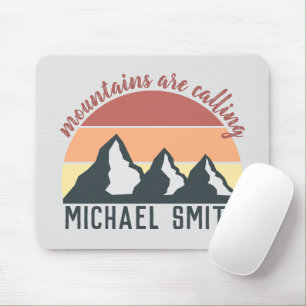 Vintage-Pastellberge rufen Monogramm grau Mousepad
