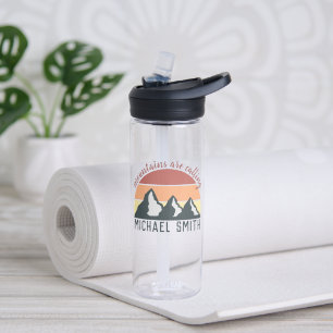 Vintage-Pastellberge rufen Monogramm grau Trinkflasche