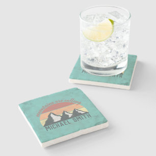 Vintage-Pastellberge rufen Monogramm Steinuntersetzer