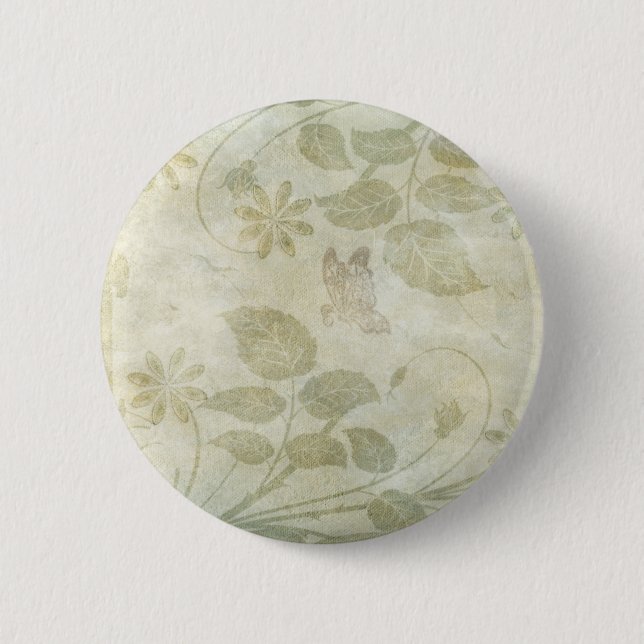 Vintage Pastellblütenhochzeit Button (Vorderseite)