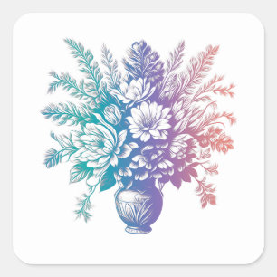 Vintage Pastellfarben, Blumenmuster Quadratischer Aufkleber