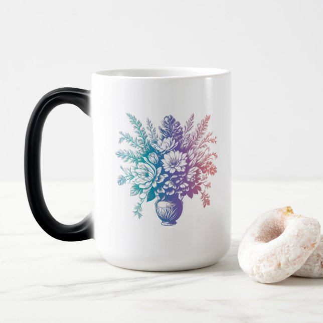 Vintage Pastellfarben, Blumenmuster Verwandlungstasse (Mit Donut)