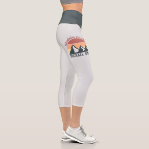 Vintage Pastellgebirge nennen Monogramm grau Capri Leggings